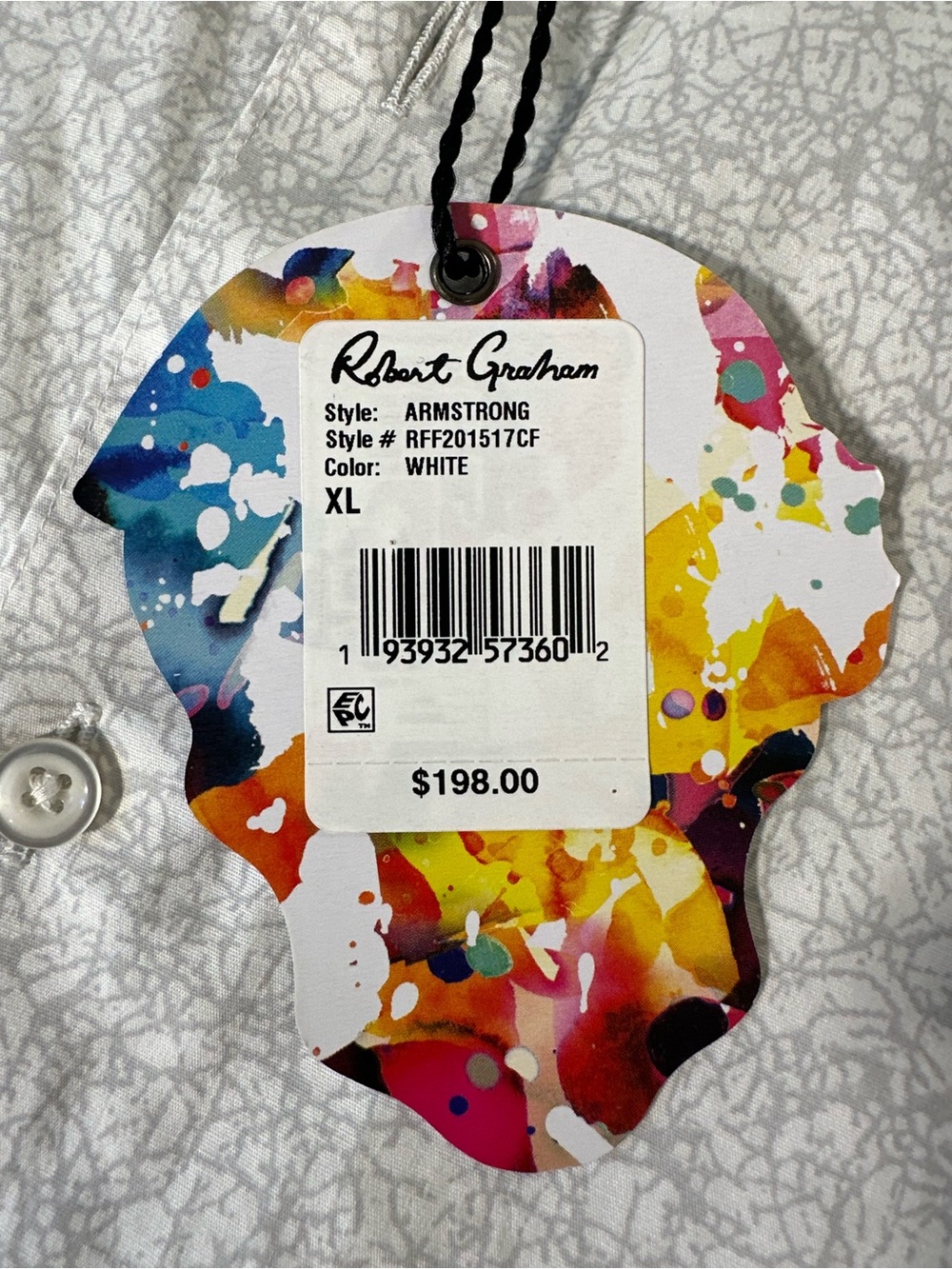 Robert Graham White Floral Embroidered shirt size XL classic New with Tags
